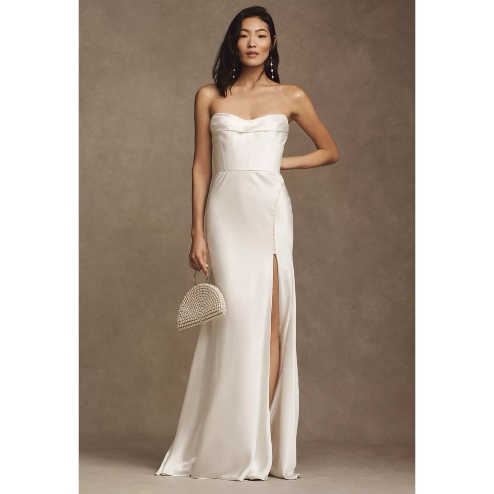 NWT Watters Orlie Strapless Corset Satin Wedding Gown Ivory White 14 / 16
